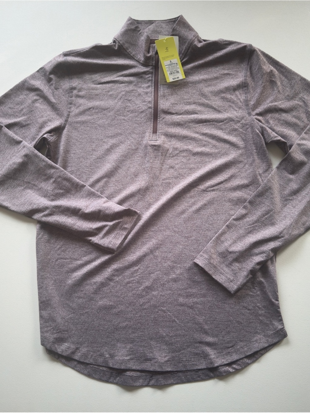 NWT Women's all in motion Heathered Mauve Quarter-Zip LS Size S Top Thumb Hole